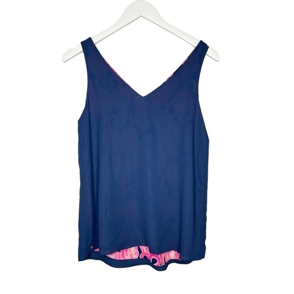 Lilly Pulitzer Florin Reversible Tank Via Amor High Tide Navy Size XS NEW - Picture 7 of 14